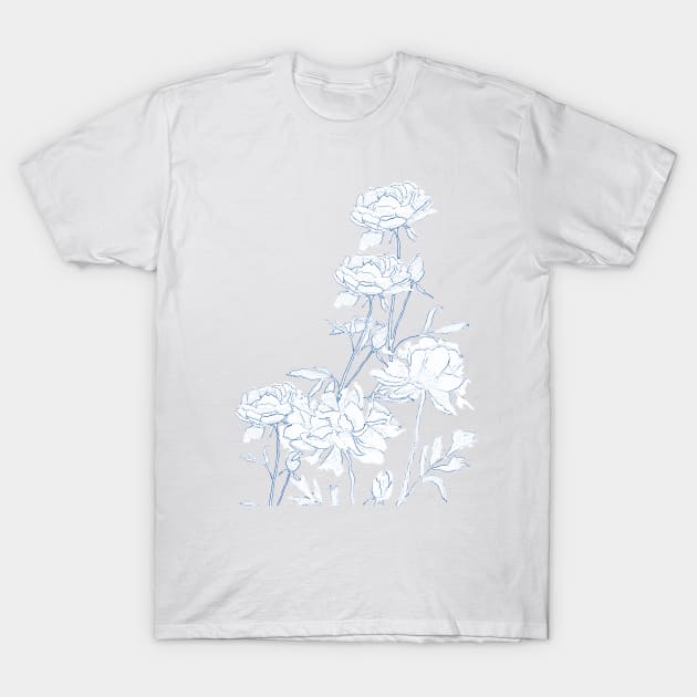 peony arrangement  line drawing T-Shirt by colorandcolor